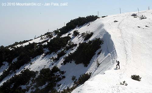 ZBack near Zvoh, we look on slope skied down by Slovenian skialpinist just one hour ago