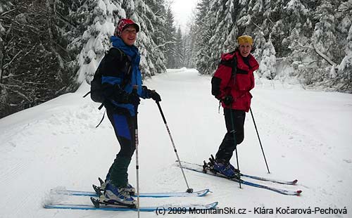 Martina and Pavla on the road from Zlatník to Lysa Hora