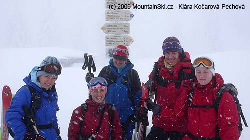 Ladies at the summit of Lysa Hora, from left Bára, Klára, Martina, Pavla and Anna