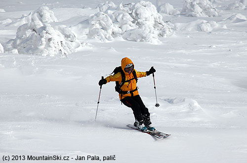 Simona on the wind packed snow