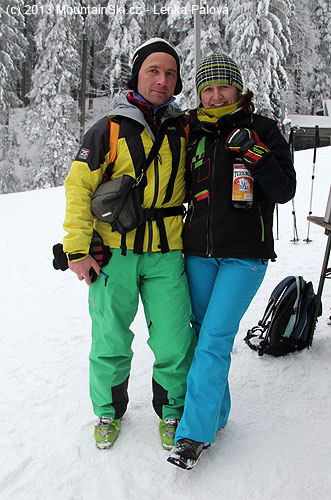 Kateřina and I with the bottle of rum – I did not drink rum, but it was great opportunity to test annual jacket Tilak Stinger and pants Tilak Avalanche