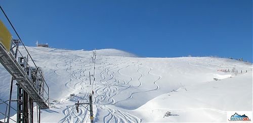 Some of the skiers got on the slopes in front of us