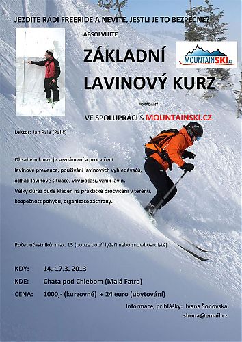 Základní lavinový kurz v Malé Fatře 14. až 17. 3. 2013