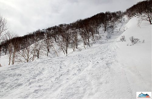 Climb to the peak (1225 m) started in the older avalanche