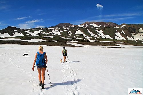 We are traversing one of many snow fields
