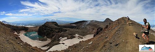 On the edge of crater of volcano Gorelyj