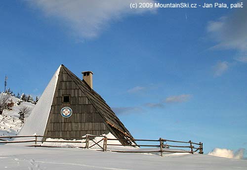 Cabin of Mountain Rescue team near transceiver