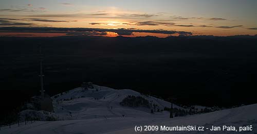 Transceiver and Dom na Krvavcu from the summit of Krvavec